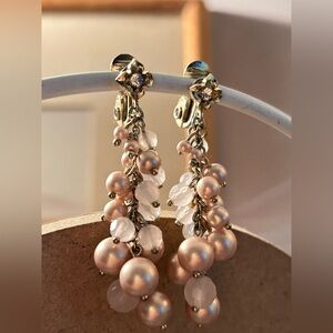 Monet pink drop clip-on earrings